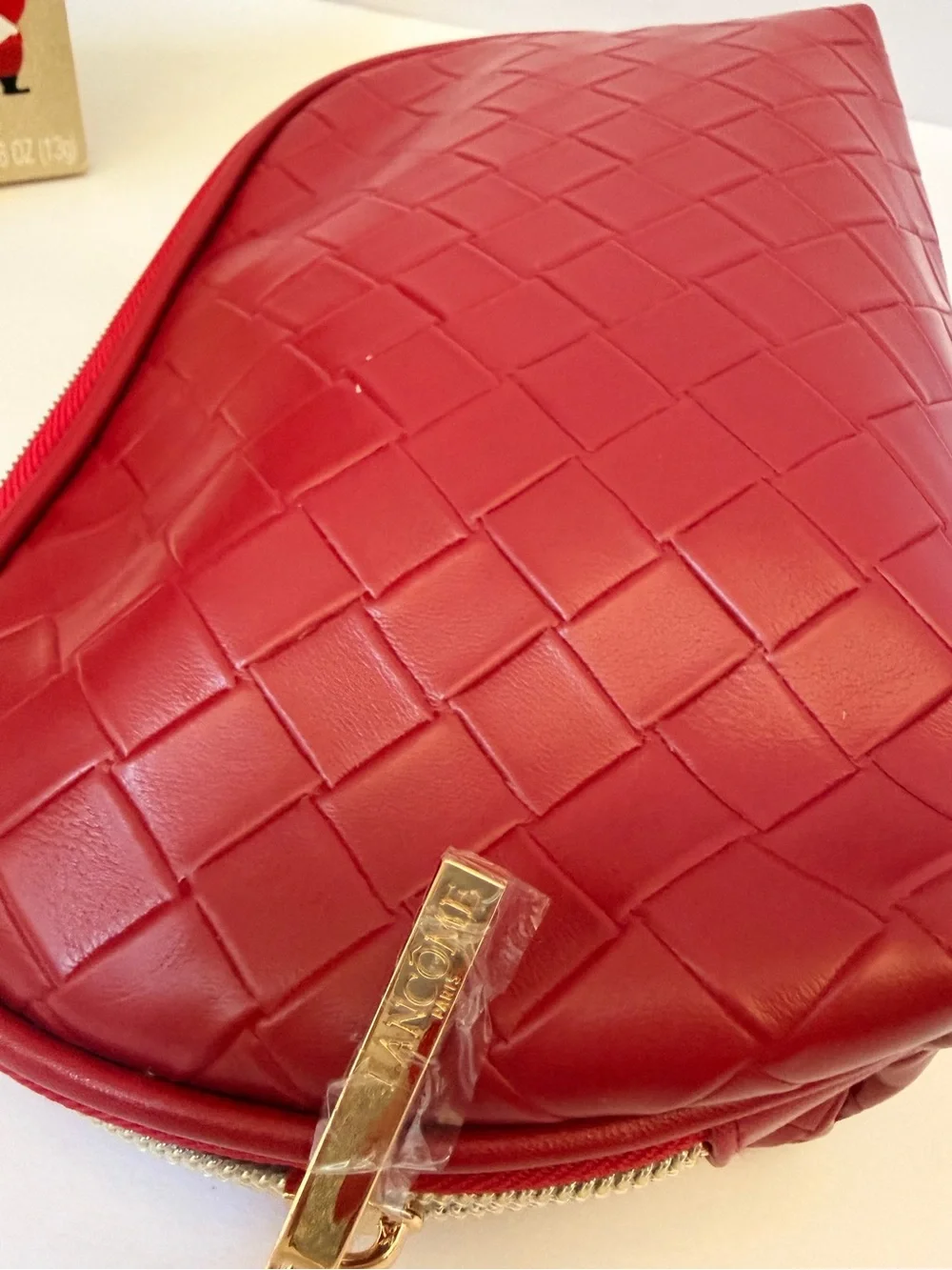 Lancome Red Woven Cosmetic Pouch
